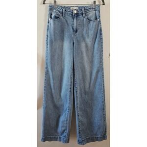 OAT New York Wide Leg Jeans Light Wash Comfort Weave Denim Size 4/27